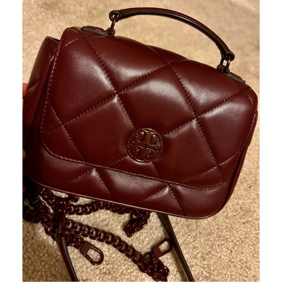 Tory Burch Burgundy Quilted Crossbody Bag - Picture 1 of 8